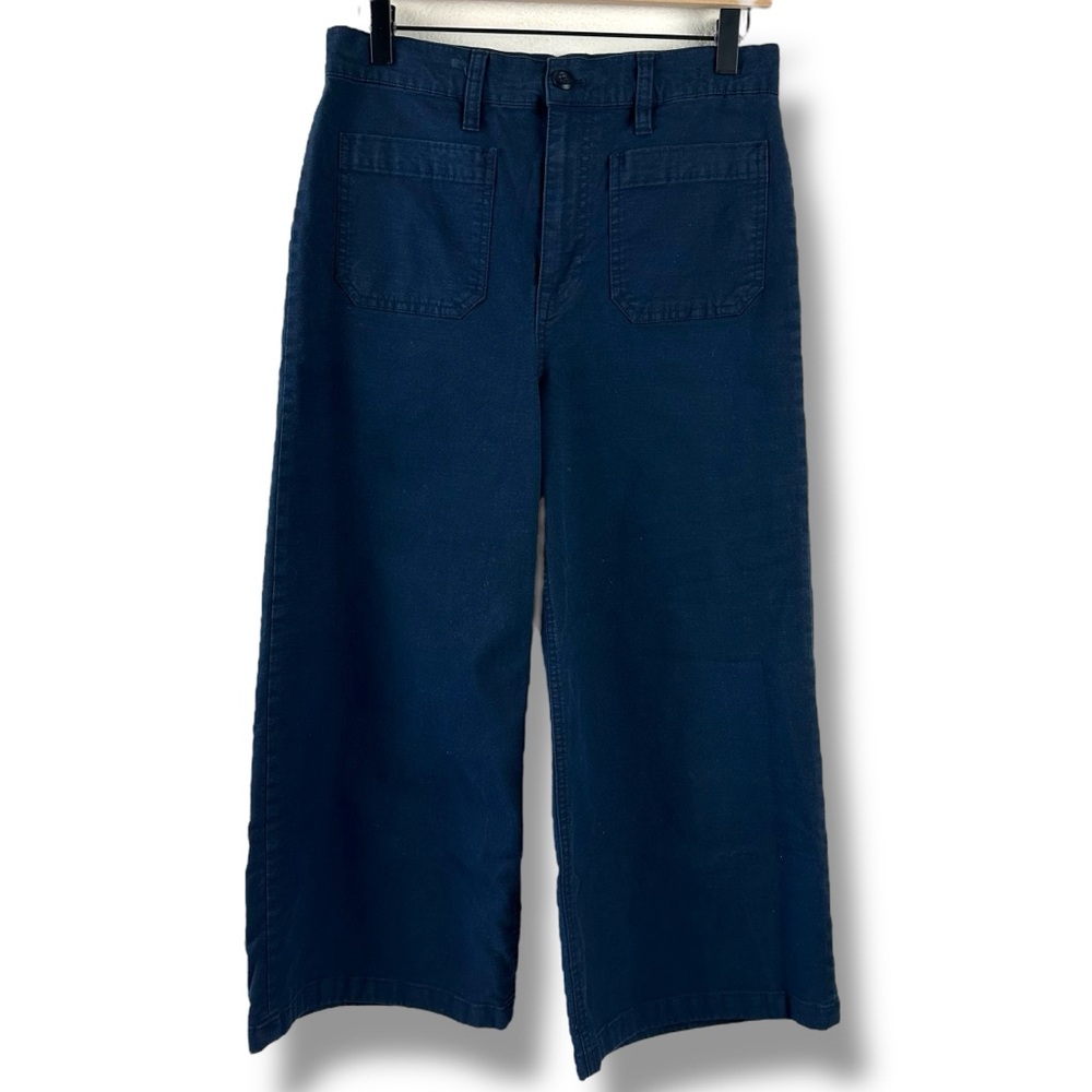 Point Sur Womens Size 28 Wide Leg Crop Pants Dark Navy Blue Contemporary Classic